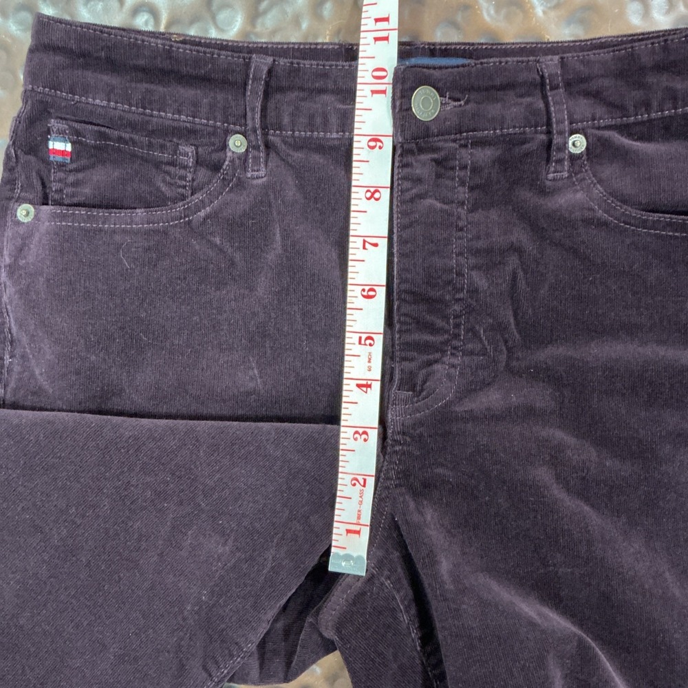 Tommy Hilfiger Tribeca Corduroy Maroon Straight Ankle Pants J3HK0554 Womens 10 - Picture 10 of 11